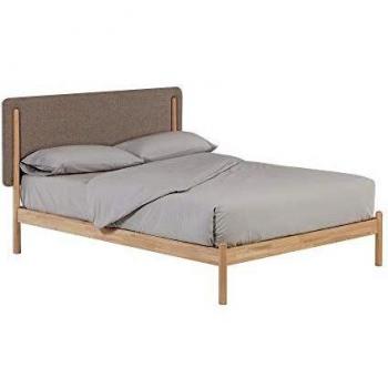 Kave Home - Cama Doble Shayndel Beige 150 x 190 cm con somier y Estructura de Madera de Caucho
