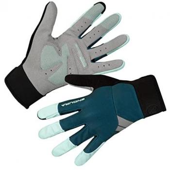 Guantes largos de ciclismo Endura Windchill para mujer, color verde azulado profundo, talla XS