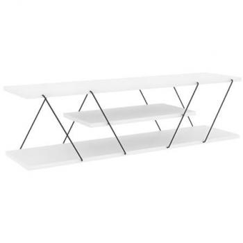 Mueble TV DELORY con 2 estanterías, color blanco y negro, estructura de metal, dimensiones L120 cm
