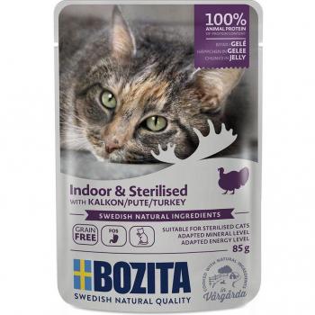 Bozita Indoor & Sterilised Bocaditos en gelatina - Pack económico: 24 x 85 g - Pavo