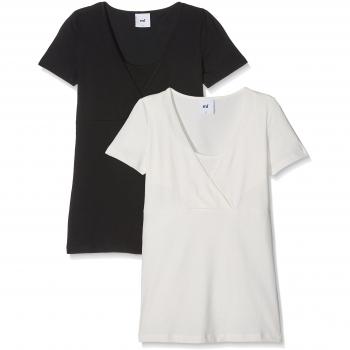 MAMALICIOUS Mllea Organic Tess S/s Top Nf 2pack Noos Camisa de Maternidad, Negro