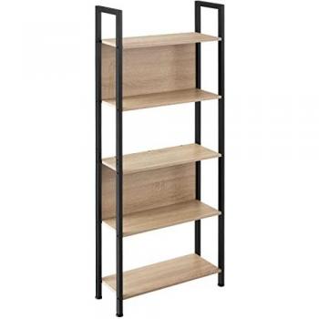 Estantería Westport 62 x 24 x 165,5 cm | Moderna estantería de estilo industrial | Cinco estantes, dos de ellos con panel posterior | Tableros estables de aglomerado efecto madera con recubr