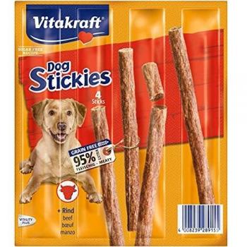 Vitakraft - Dog Stickies, Snacks para Perros de Carne de Buey - 4 Unidades, 44 g