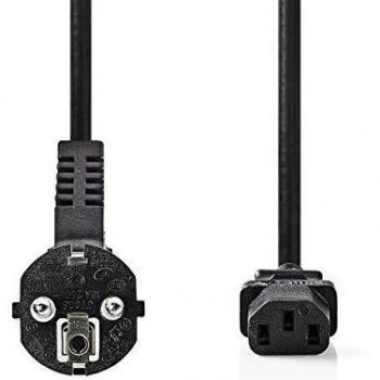 NEDIS Stromverlängerungskabel C14 - C13 | IEC-320-C13 | IEC-320-C14 | 90° abgewinkelt | Gerade | Vernickelt | 5.00 m | rund | PVC | Schwarz | Aufhänger