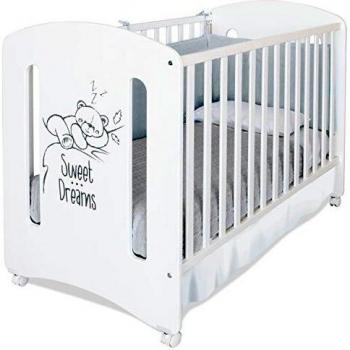 Asalvo 151003 - Cuna de madera, diseño osito, color blanco