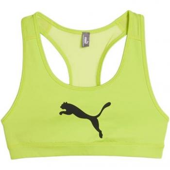 Sujetador deportivo de fitness Puma 4 Keeps mujer amarillo y negro, Ropa interior de entrenamiento Puma modelo 525316-06 para mujer en color verde