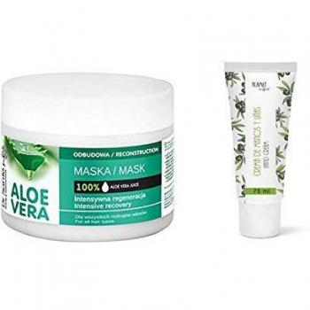 Dr. Sante Mascarilla Capilar Profesional Hidratante de Aloe Vera y Queratina 300 ml + Alkimist Professional crema de manos y uñas 75 ml