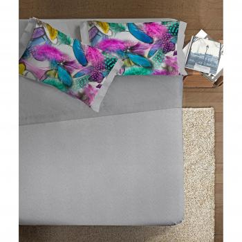 Ipersan Juego Sábanas Fine Art Estampado Piume Couleur Gris - Funda Almohada Multicolor cm. 260x300