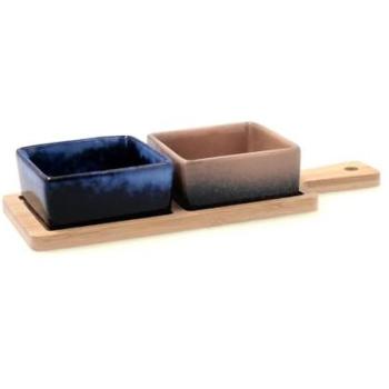 Tabla de Aperitivo Bidasoa Moana de Bambú y Cerámica Multicolor 25x9,5x4,5cm (No Apto Microondas)