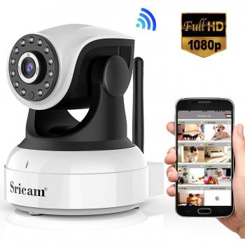 Sricam Cámara IP, Cámara de Vigilancia WiFi Interior Inalámbrico, HD P2P con Micrófono y Altavoz, Visión Nocturna, Detección de Movimiento, Seguridad para Bebé y Mascotas, Compatible con iOS, Android