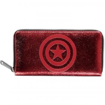 Cartera con Cremallera Marvel Logo para Mujer - Diseño AOP y Escudo de Capitán América