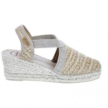 Toni Pons Terra - Alpargatas de Cuña para Mujer, Tejido Estampado con Elásticos, Color Beige