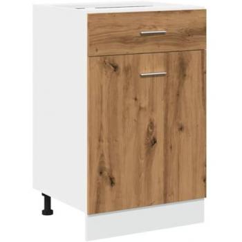 Armario inferior cajón madera roble artisan 50x46x81,5 cm, Armario de Cocina, Armario con cajones, Armario Inferior de Cocina