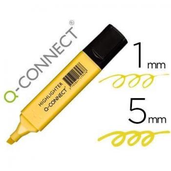 Q- CONNECT Rotulador Fluorescente Pastel Amarillo Punta biselada