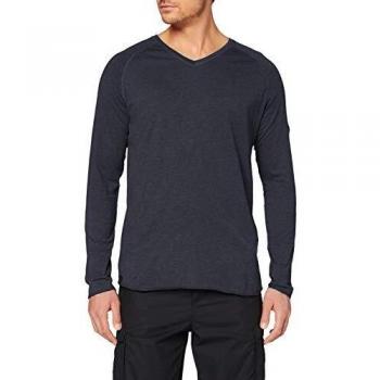Regatta Kiro Coolweave Cotton Long Sleeve V-Neck Jersey Polos/Camisetas, Hombre, Azul Marino, Small