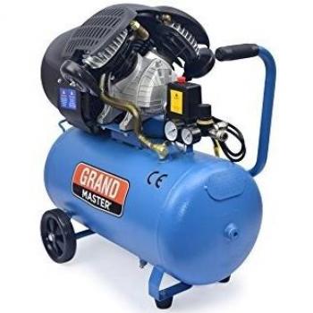 Grandmaster - Compresor de Aire 50 Litros, 220V, Dos Cilindros 356L/min, 2200W/3cv, 8 Bares/118psi, Filtro de Aire, Velocidad 2850/min, Compresor Silencioso 92 dB, Válvula de Seguridad, 50L