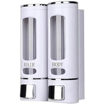 Dispensador de Jabón líquido Manual ABS Soporte de Pared para Cocina o Baño 2x 400ml Blanco