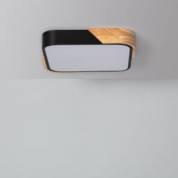 Plafón LED Cuadrado 18W de Madera 325x325 mm con Temperatura de Color Seleccionable Semi-Dari Negro