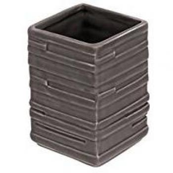 Vaso Porta Cepillos de Baño Cerámica Gris Modelo Brik