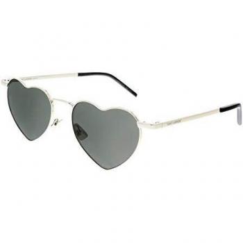 Saint Laurent Loulou Sunglasses, Metal Frame Irregular Shape, Gray, Unisex, Size: 52 MM