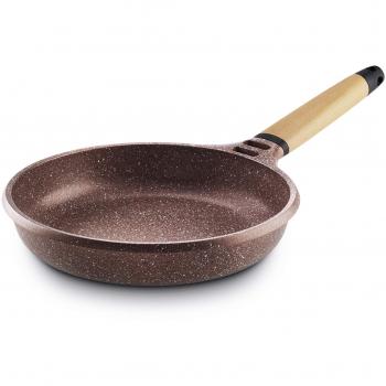 Castey - Sartén de Aluminio Fundido Terracota con Mango de Cedro Desmontable, 24cm