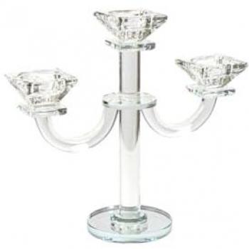 Candelabro Transparente Romimex de Vidrio 22 x 24 x 9 cm