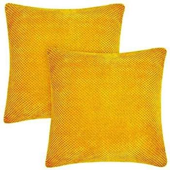 Amazon Brand - Umi Juego de 2 Funda Cojín 55x55cm, Funda Cojín Sofá con Cremallera Invisible para Dormitorio Sala de Estar, Amarillo