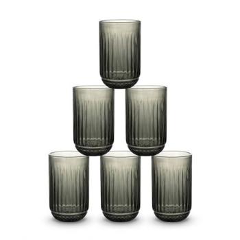 Set 6 Vasos de Cristal para Agua 270cc y 430cc Odiel y Orbel, Vidrio con Relieve en Varios Colores, Aptos para Lavavajillas y Microondas