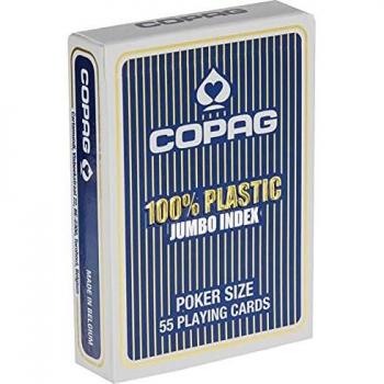 Baraja de Poker Copag 100% Plástico Jumbo Índice Azul