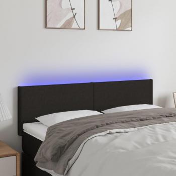 Cabecero LED negro de tela con dimensiones 144x5x78/88 cm
