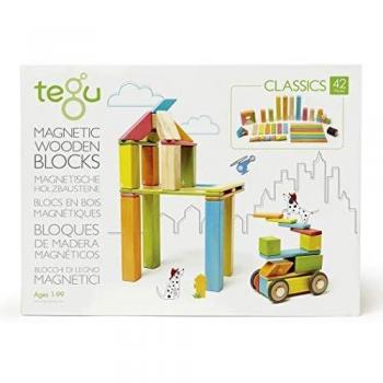 Tegu- Classics Bloques de Madera Magnéticos, Color multicolor