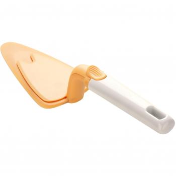 Pala para Tarta con Empujador de Plástico Blanca y Amarilla, 31 x 7.5 x 6 cm