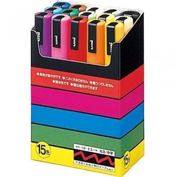 Uni Posca Medium Point 15-Color Marker Set (PC-5M)