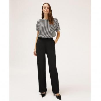Pantalón ancho fluido de mujer con cierre lateral de cremallera