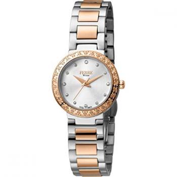 Reloj Ferrè Milano FM1L132M0101 Acero Inoxidable Chapado Correa Bicolor Dial Plata Analógico Mujer