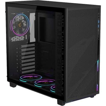 Gabinete de Juegos Gigabyte AORUS C400 Midi Tower con Ventanas de Vidrio Templado y 4 Ventiladores ARGB Preinstalados, Soporte para Mini ITX y ATX, Color Negro