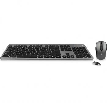 Ewent EW3272 Wireless Keyboard and Mouse Combo, RF Inalámbrico QWERTY Español, Color Negro/Gris con Conectividad USB-A y USB-C