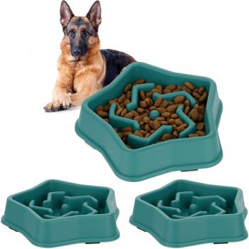 Comederos Antivoracidad para Perros, 3 unidades, 600 ml, Lento Comedor, Apto Lavavajillas, Verde