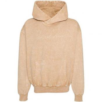 Karl Kani Men's Beige Autograph Heavy Oversized Hoodie with Front Pocket