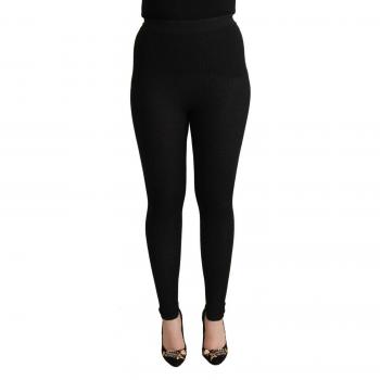 Dolce & Gabbana Black Cashmere Stretch Waist Tights Pants - IT40|S, Female, Black, Size: XS, Luxurious High Waist Tights Pants