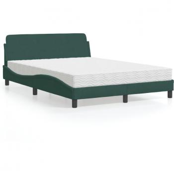 Cama con colchón terciopelo verde oscuro 120x200 cm Vidaxl
