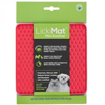 Comedero Lickimat Rosa TPR para Perro, alfombra de comida mini Soother Pink, comedero lento, ideal para aliviar el aburrimiento y la ansiedad, apto para alimentos, golosinas, yogur y mante