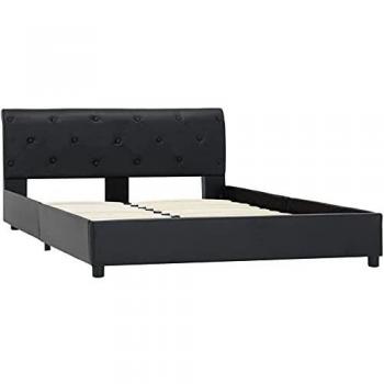 vidaXL Estructura de Cama de Cuero Sintético Somier Mobiliario Casa Clásica Práctica Cómoda Moderna Robusta y Duradera Sin Colchón Negra 120x200cm
