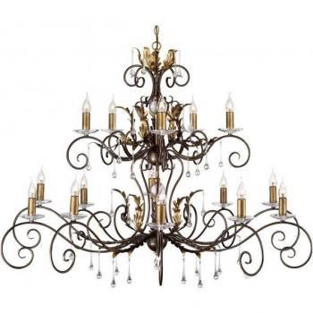 Lámpara Colgante Candelabro Amarilli de Bronce con 15 Bombillas