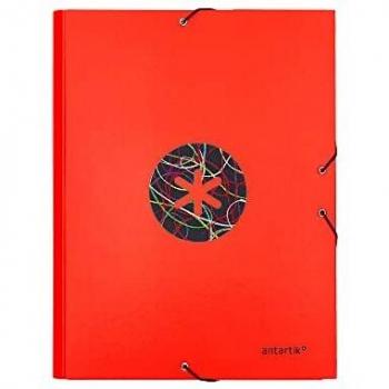 Antartik KT43 Carpeta Liderpapel, Gomas A4 3 Solapas, Carton Forrado Trending, Rojo