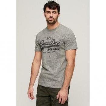 Camiseta Superdry Vintage Logo Gris para Hombre con Estilo Retro