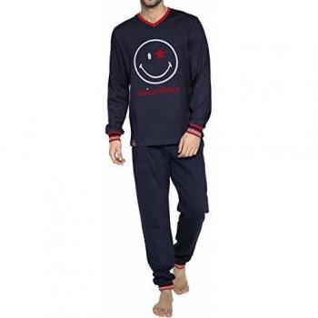 Smiley Pijama Manga Larga Starman para Hombre, Color Marino, Talla S