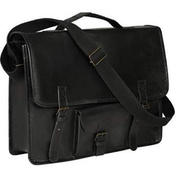vidaXL Maletín Ordenador Portátil Cuero Auténtico Negro Bolso Maleta Mochila