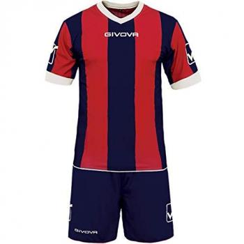 Givova Conjunto de Fútbol Catalano Camiseta y Pantalones Cortos Azul Marino/Rojo, Talla XL