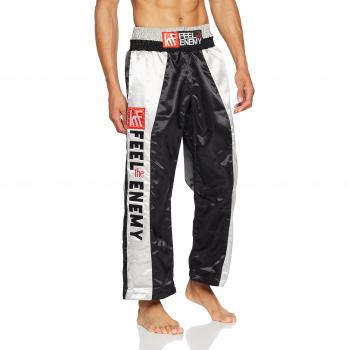KRF Feel The Enemy Kick Box Pantalones Largos de Boxeo, Hombre, Negro, M